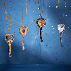 DIY 12Pcs 6 Colors Heart Key Big Pendants Jewelry Finding Kits&nbsp;DIY-CA0002-58