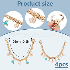 4Pcs 2 Styles Alloy Enamel Butterfly Flower Charm Iron Bag Decorative Chains&nbsp;HJEW-DR00190