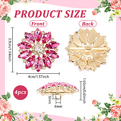 4Pcs Alloy & Glass & Rhinestone Shank Buttons&nbsp;BUTT-FG0001-63C