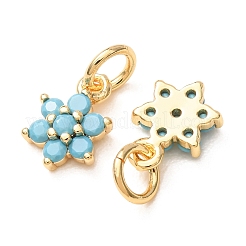 Brass Micro Pave Dark Turquoise Cubic Zirconia Charms&nbsp;CU-K002-05G