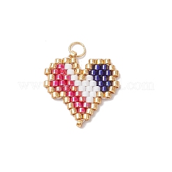 MIYUKI Delica Glass Seed Beaded Heart Pendants&nbsp;PALLOY-MZ00703-02