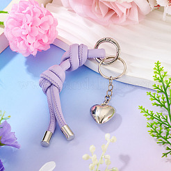 Imitation Leather Cord with CCB Plastic Heart Charm Keychains&nbsp;KEYC-TAC00076