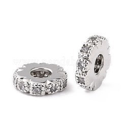 Brass Micro Pave Clear Cubic Zirconia Beads&nbsp;ZIRC-P091-04B-RS