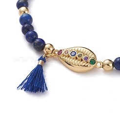 Natural Lapis Lazuli Stretch Charm Bracelets&nbsp;BJEW-JB04849-04