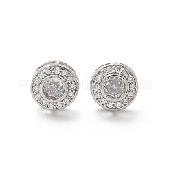Brass Micro Pave Clear Cubic Zirconia Stud Earrings&nbsp;X-EJEW-Q015-10P