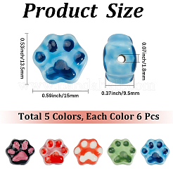 30Pcs 5 Colors Handmade Printed Porcelain Beads&nbsp;PORC-PA0001-25