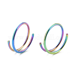 Rainbow Color Double Nose Ring for Single Piercing&nbsp;LS-AJEW-C010-02M-03