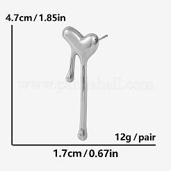1 Pair Stylish Heart Tassel 304 Stainless Steel Stud Earrings for Women&nbsp;WI4512-1