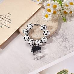 Football Wood Beads Pendant Decoration&nbsp;HJEW-SW00116