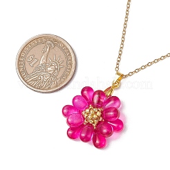 Flower Handmade Glass Seed Beaded Pendant Necklaces&nbsp;NJEW-MZ00096-04