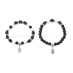 2Pcs Tibetan Style Alloy Charm Bracelets&nbsp;BJEW-JB12522