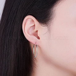 Rhodium Plated 925 Sterling Silver Hoop Earrings&nbsp;JE670A-02