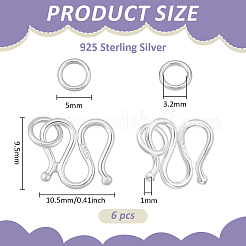 925 Sterling Silver S-Hook Clasps&nbsp;STER-BC0004-04B