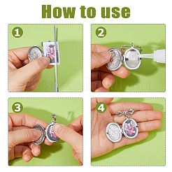7Pcs 316 Stainless Steel Locket Pendant Brooches&nbsp;JEWB-FH00050