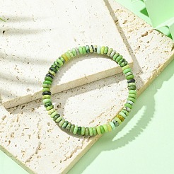 Natural Serpentine Jade Flat Round Beaded Stretch Bracelets&nbsp;BJEW-JB09439