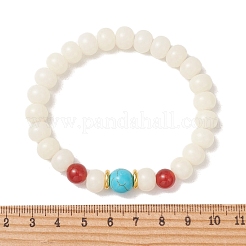 Natural Bodhi Root & Carnelian & Synthetic Turquoise Beaded Stretch Bracelets for Women&nbsp;BJEW-TA00735