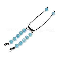 Dyed Natural Malaysia Jade Round Beaded Adjustable Braided Polyester Cord Bracelet Making&nbsp;AJEW-JB01325-02