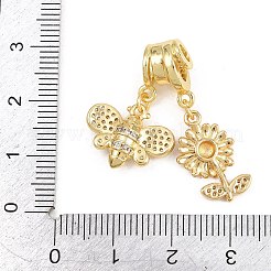 Spring Brass Pave Clear Cubic Zirconia Pendants&nbsp;KK-H268-13A-G