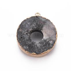 Edge Golden Plated Natural Druzy Agate Pendants&nbsp;G-S359-185