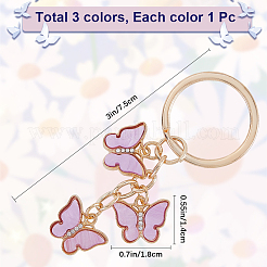 3Pcs 3 Colors Zinc Alloy Keychain&nbsp;KEYC-CP0001-34