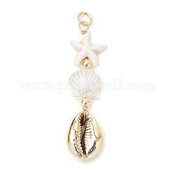 Dyed Synthetic Turquoise Starfish & Electroplated Shell & Imitation Pearl Big Pendants&nbsp;PALLOY-JF03900