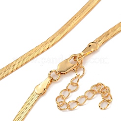 Brass Flat Snake Chain Necklaces for Women&nbsp;NJEW-U011-14G