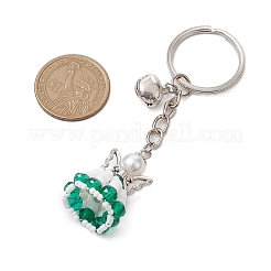 Glass Seed & Plastic Pearl & Alloy Keychain&nbsp;KEYC-MZ00025-02