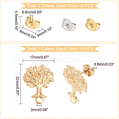 20Pcs 2 Colors 304 Stainless Steel Stud Earring Findings&nbsp;STAS-PH0001-69