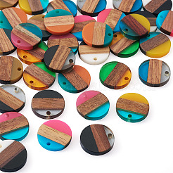 36Pcs 9 Colors Transparent & Opaque Resin & Walnut Wood Pendants&nbsp;RESI-TA0004-60
