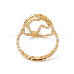 Ion Plating(IP) 201 Stainless Steel Hollow Out Africa Map Adjustable Ring for Women&nbsp;RJEW-C045-04G