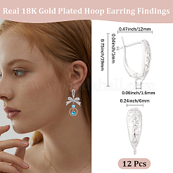 12Pcs Brass Hoop Earring Findings with Latch Back Closure&nbsp;KK-BBC0028-78P