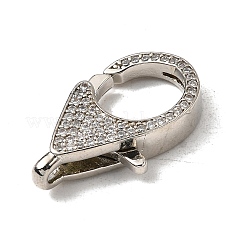 Brass Clear Cubic Zirconia Lobster Claw Clasps&nbsp;KK-Z078-49C-P