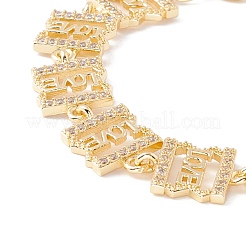 Clear Cubic Zirconia Rectangle with Word Love Link Chains Bracelet&nbsp;BJEW-I301-07G