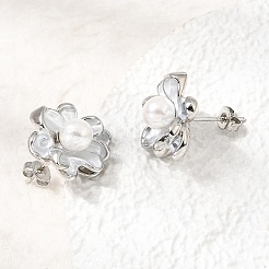 Brass Enamel Stud Earrings&nbsp;KK-CBAB173-02B-P