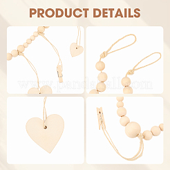 Wall Hanging Photo Display with Wooden Beads Garland&nbsp;AJEW-WH20011-54E