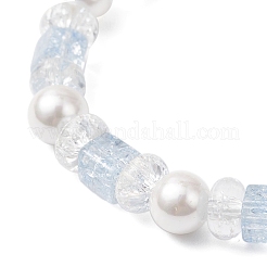 Crackle Glass & Shell Pearl Beaded Stretch Bracelets for Women&nbsp;BJEW-JB12384-02