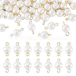 40Pcs 2 Colors Shell Pearl Round Connector Charms&nbsp;PALLOY-TA00341
