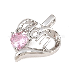 Mother's Day Brass Pave Pink Cubic Zirconia Pendants&nbsp;CU-CBAFB7D-06P-02