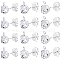 Brass Rhinestone Stud Earring Findings&nbsp;KK-BBC0021-13P