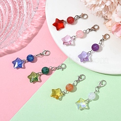 7Pcs 7 Colors Glass Star Round Pendant Decoration&nbsp;HJEW-YW00103
