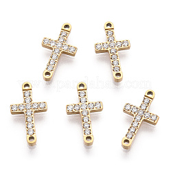 316 Surgical Stainless Steel Clear Cubic Zirconia Connector Charms&nbsp;STAS-ZX042-22G