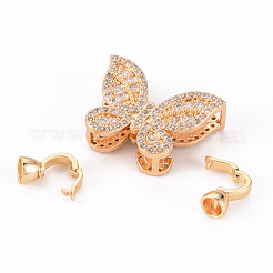 Brass Micro Pave Clear Cubic Zirconia Fold Over Clasps&nbsp;KK-T062-111G-NF