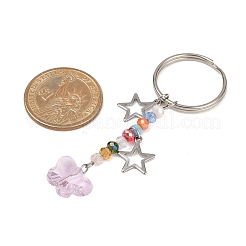4Pcs Butterfly Glass Pendant Keychain&nbsp;KEYC-JKC01205