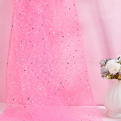 Star Moon Pattern Polyester Mesh Lace Fabric&nbsp;DIY-WH0504-446A