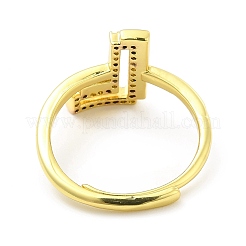 Mixed Color Enamel Initial Letter Adjustable Ring with Clear Cubic Zirconia&nbsp;RJEW-P045-01G-L