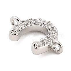 Brass Micro Pave Clear Cubic Zirconia Horseshoe Connector Charms&nbsp;KK-H527-09P