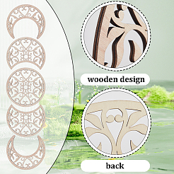 Wooden Moon Phase Decor Wall Decorations Set&nbsp;AJEW-WH0258-790C