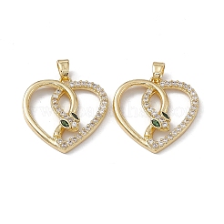 Brass Clear & Green Cubic Zirconia Pendants&nbsp;KK-E068-VA168-2