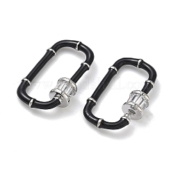 Oval Brass Micro Pave Clear Cubic Zirconia Locking Carabiner&nbsp;KK-H256-01P