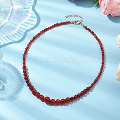 Round Natural Carnelian(Dyed & Heated) Beaded Neckiaces&nbsp;NJEW-JN05003